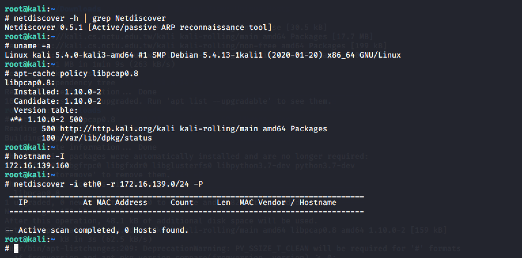 netdiscover on Kali 2020.3 Could Not See Any MAC Addresses – TinTinNya